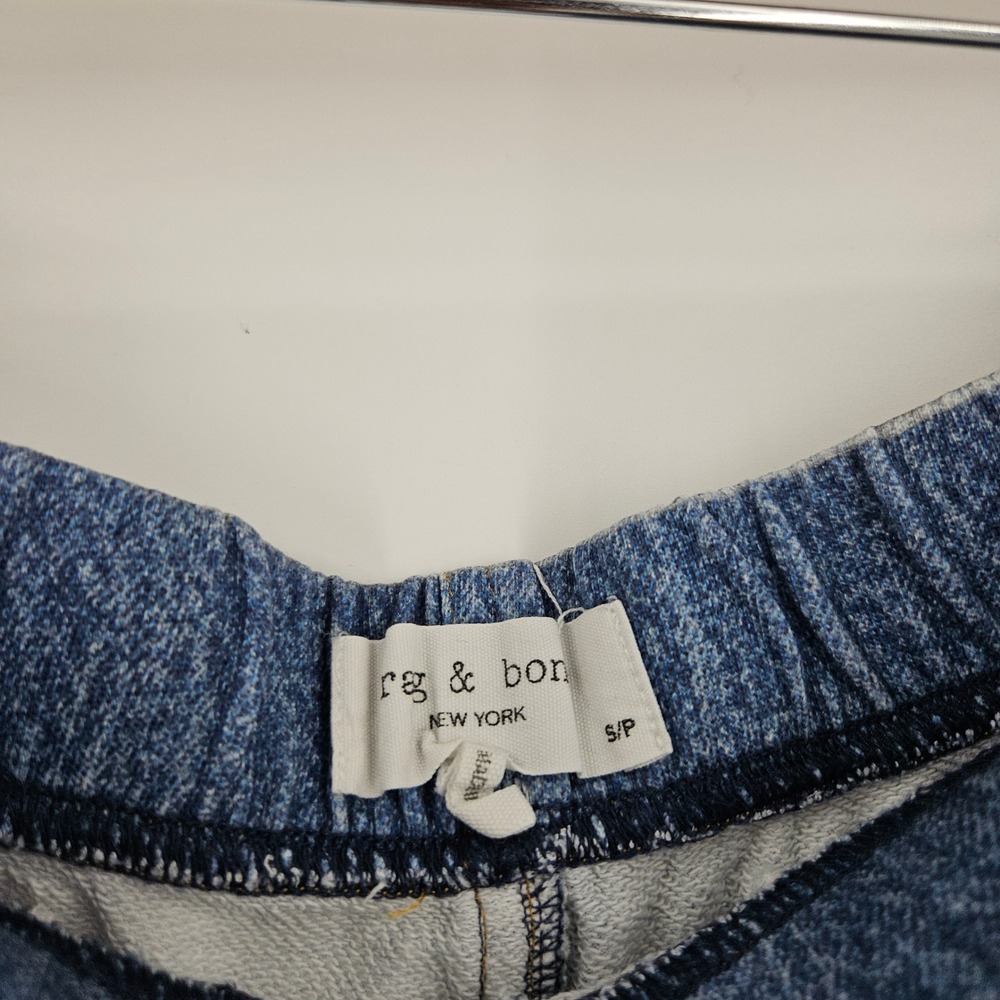 Rag & Bone Miramar Wide Leg Pants Blue Terry Denim Print Pull On Pockets Size S - Picture 5 of 11